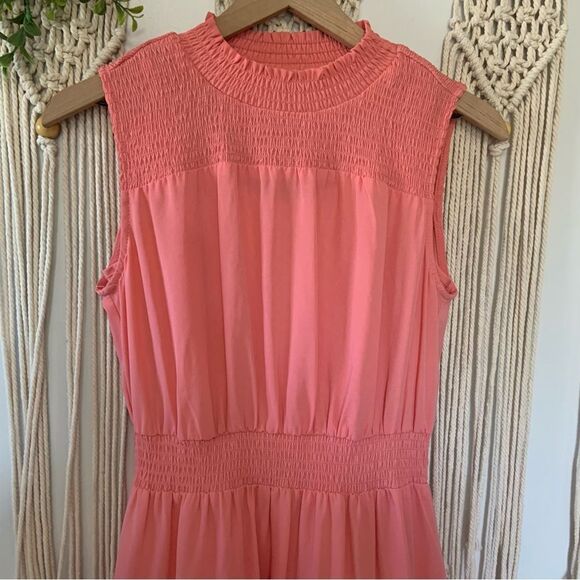 NANETTE LAPORE Women’s Light Flamingo Chiffon Smocked Waist Dress Size 6 - Picture 4 of 12